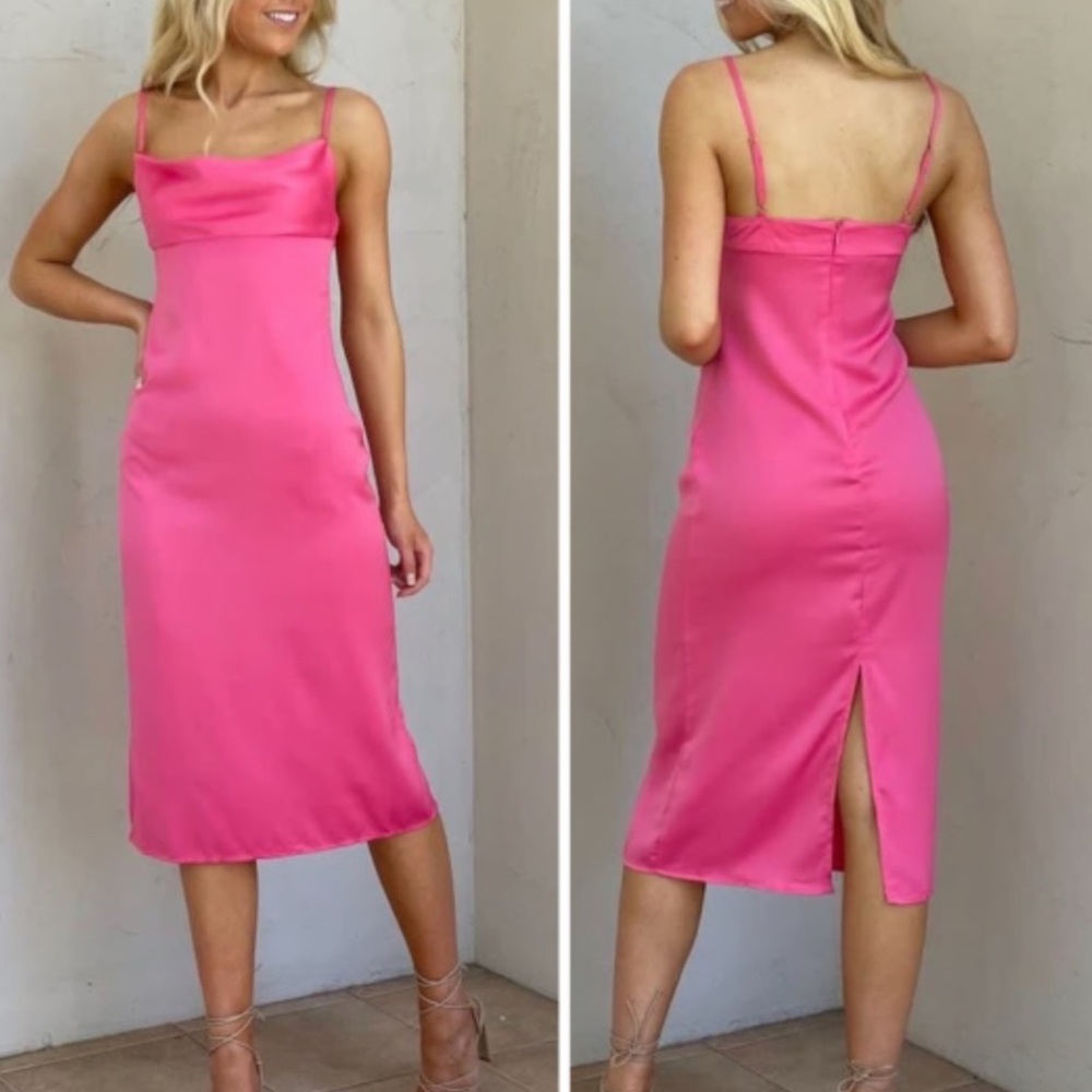 NWT WEWOREWHAT
Charmeuse Cowl Midi Dress Pink SZ 0 & 6